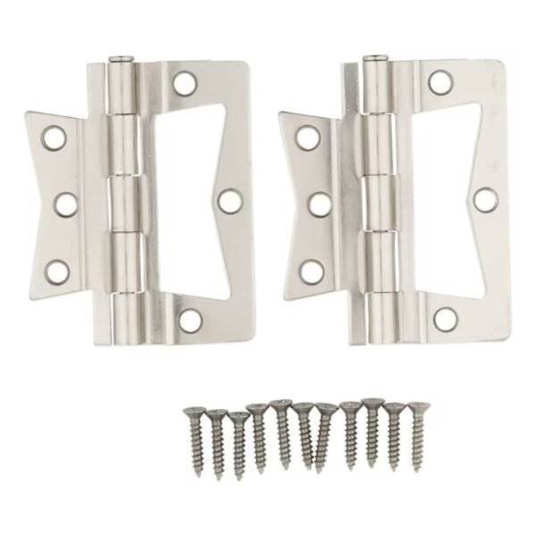 Zumpexo 3-Inches Satin Nickel Non-Mortise Bi-Fold Door Hinge 2-Pack